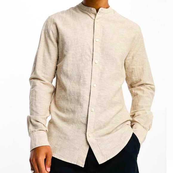 ASOS Other - ASOS Linen Blend Grandad Collar Shirt